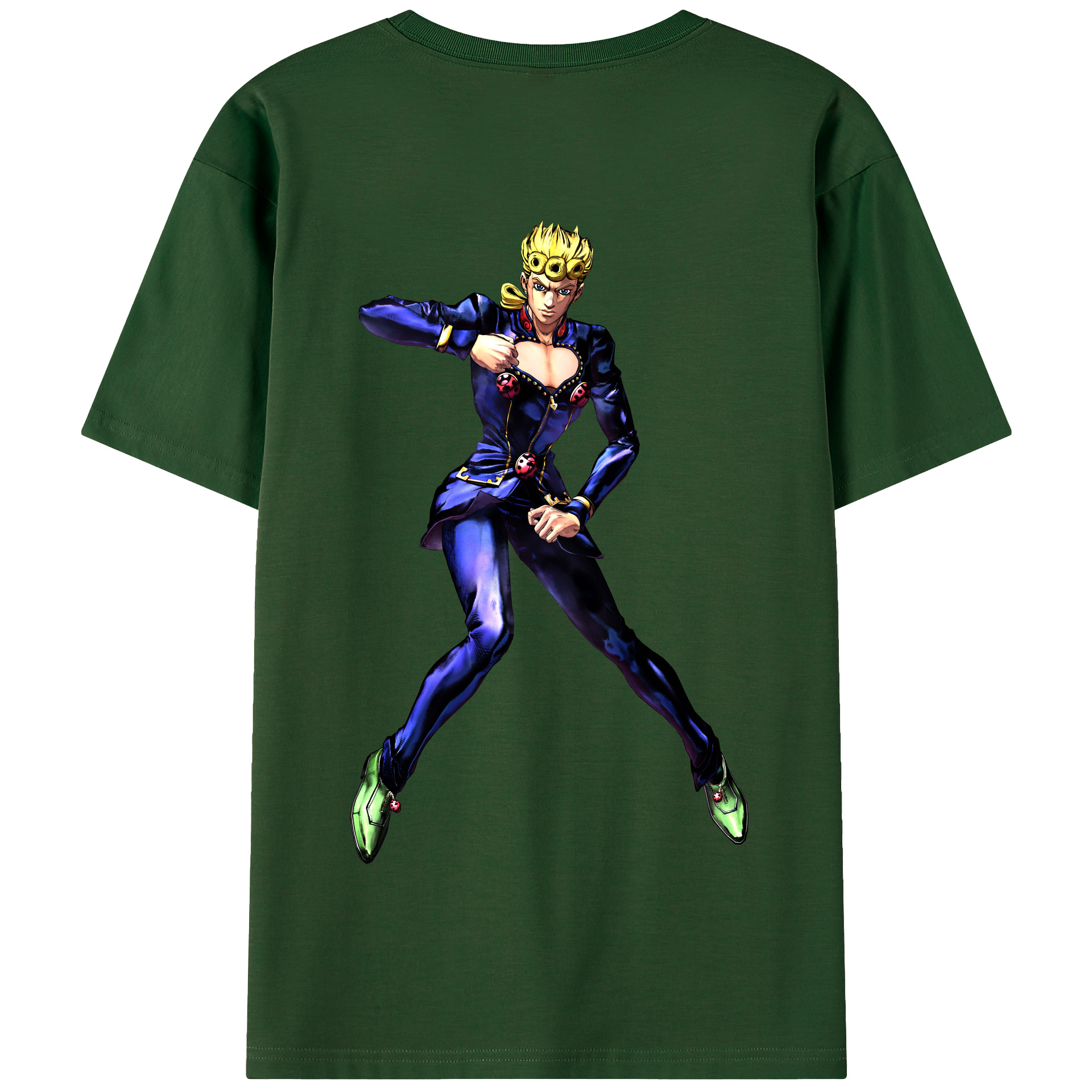 （画像用） ジョジョの奇妙な冒険 ジョルノ?ジョバァーナ JoJo's Bizarre Adventure Giorno Giovanna 綿100％半袖Tシャツ（背面プリント）